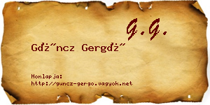 Güncz Gergő névjegykártya